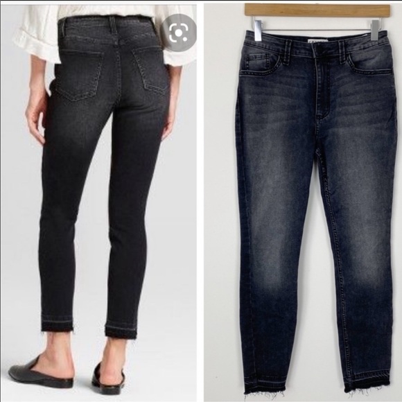 LEE Washed Black High Rise Raw Frayed Released Hem Skinny Jeans Size 6 - Picture 1 of 9